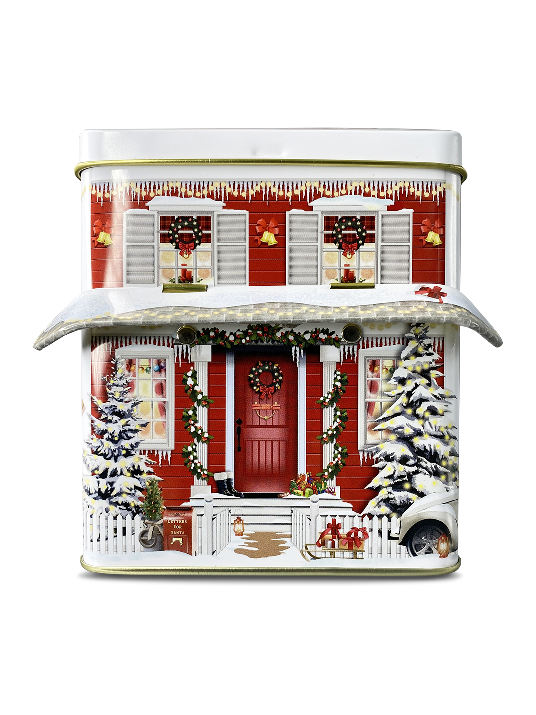 Kleines Haus mit Vordach Winter